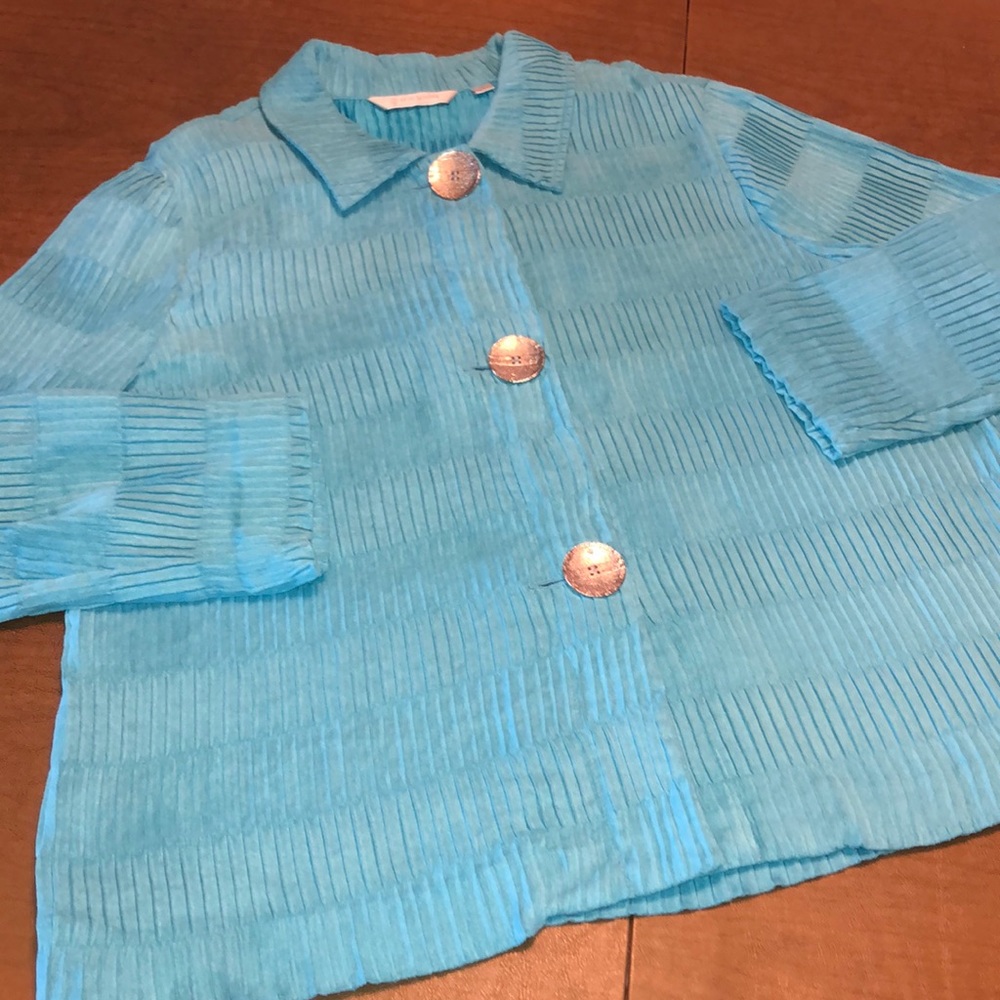 ERIN LONDON Soft Blue Textured Jacket Blazer Sz 1X
